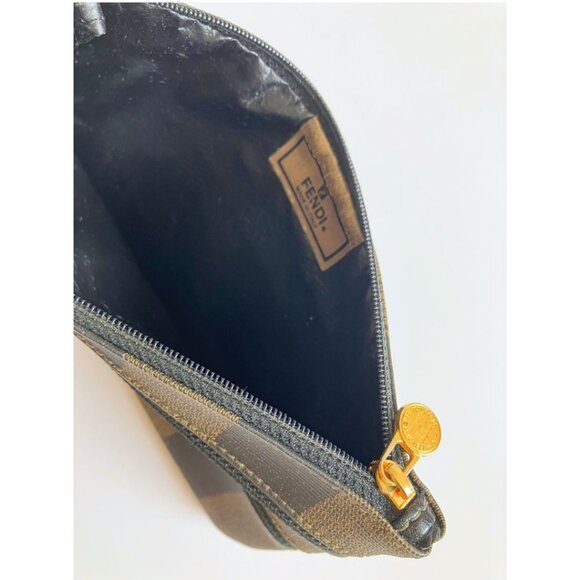 Fendi Vintage Pequin Multi-zipper Canvas Striped Zucca Pouch Clutch - Picture 5 of 5